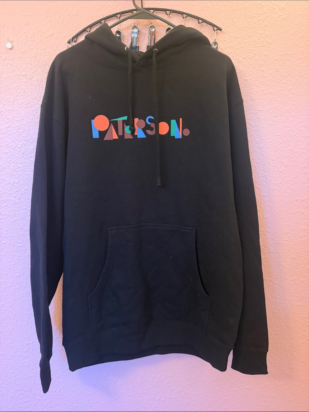 New without tag Patterson men’s Black Pullover Hoodie with Color Block Logo